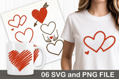 6 Valentine Love Doodle Clipart for T-Shirts &amp; Mugs SVG PNG Product Image 1