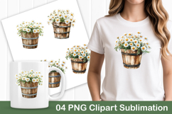 Daisy Flower in Wooden Tub PNG Clipart Product Image 1
