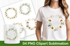 Daisy Floral Wreath Clipart PNG Product Image 1