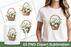 Daisy Flower Basket Illustration PNG Product Image 1