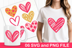 6 Valentine Love Doodle Clipart for T-Shirts &amp; Mugs SVG PNG Product Image 1