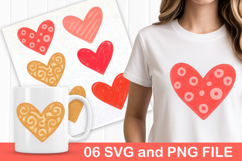 6 Valentine Love Doodle Clipart for T-Shirts &amp; Mugs SVG PNG Product Image 1