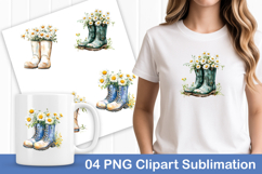 Daisy Flower Rain Boot PNG Clipart Product Image 1