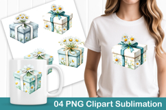 Daisy Gift Box Floral Clipart PNG Product Image 1
