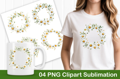Botanical Daisy Wreath PNG Art Product Image 1