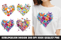 Watercolor floral heart clipart sublimation png Product Image 1