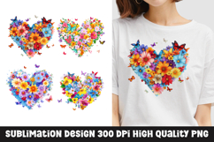 Watercolor floral heart clipart sublimation png Product Image 1