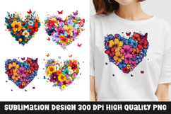Watercolor floral heart clipart sublimation png Product Image 1