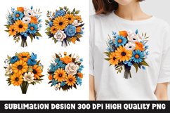 Watercolor Floral bouquet clipart sublimation Product Image 1