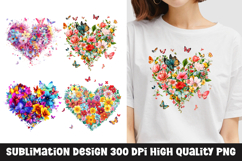 Watercolor floral heart clipart sublimation png Product Image 1