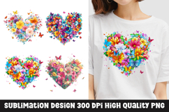 Watercolor floral heart clipart sublimation png Product Image 1