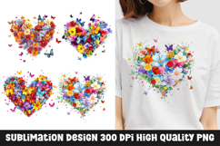 Watercolor floral heart clipart sublimation png Product Image 1