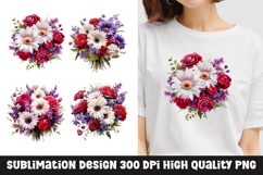 Watercolor Floral bouquet clipart sublimation Product Image 1