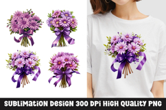 Watercolor purple floral bouquet clipart sublimation Product Image 1