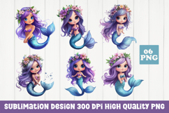 Cute mermaid, cartoon style, mermaid clipart PNG Product Image 1
