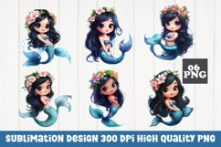 Cute mermaid, cartoon style, mermaid clipart PNG Product Image 1