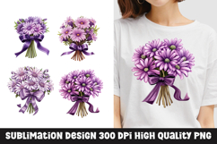 Watercolor purple floral bouquet clipart sublimation Product Image 1