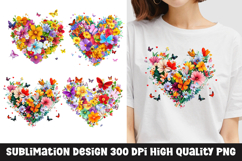 Watercolor floral heart clipart sublimation png Product Image 1
