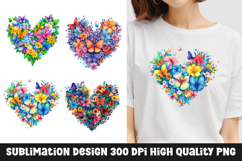Watercolor floral heart clipart sublimation png Product Image 1