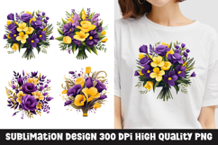 Watercolor purple and yellow floral bouquet clipart Product Image 1