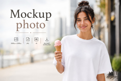 Summer T Shirt Mockup woman blank tshirt mockup outdoor Product Image 1