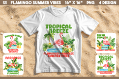 Tropical Flamingo Summer T-Shirt, Totebag Sublimation Design Product Image 1