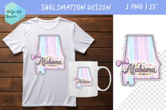 Floral state map sublimation. Clipart Alabama Product Image 1