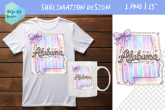 Floral state map sublimation. Clipart Alabama Product Image 1