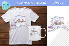 Floral state map sublimation. Clipart Alaska Product Image 1