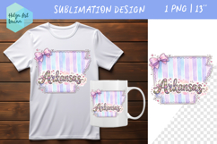 Floral state map sublimation. Clipart Arkansas Product Image 1