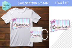 Floral state map sublimation. Clipart Connecticut Product Image 1