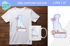 Floral state map sublimation. Clipart Delaware Product Image 1