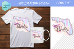 Floral state map sublimation. Clipart Florida Product Image 1