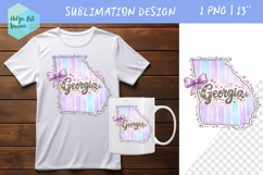 Floral state map sublimation. Clipart Georgia Product Image 1