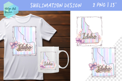 Floral state map sublimation. Clipart Idaho Product Image 1