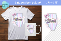 Floral state map sublimation. Clipart illinois Product Image 1