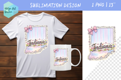 Floral state map sublimation. Clipart Indiana Product Image 1