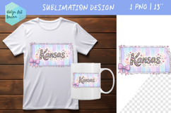 Floral state map sublimation. Clipart kansas Product Image 1
