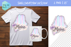 Floral state map sublimation. Clipart Maine Product Image 1