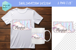 Floral state map sublimation. Clipart Maryland Product Image 1