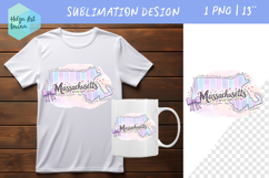 Floral state map sublimation. Clipart Massachusetts Product Image 1
