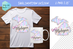 Floral state map sublimation. Clipart Michigan Product Image 1