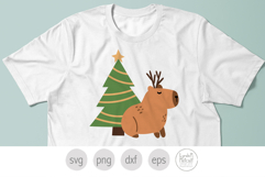 Holiday Capybara with Christmas Tree and Svg and Png Product Image 3