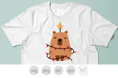 Holiday Capybara with Christmas Lights Svg and Png Product Image 4