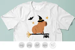 Capybara Witch on a Broomstick Svg and Png for Halloween Product Image 6