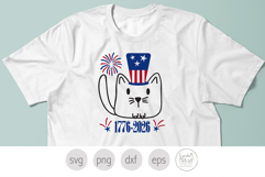 Patriotic Cat in Hat Svg. America 1776 to 2026 Png Product Image 5