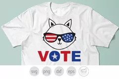 Vote Svg, Cat Lady Svg, Patriotic Cat in Sunglasses Svg Product Image 2