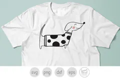 Dachshund SVG, Dog in Spotted Sweater Png Product Image 5