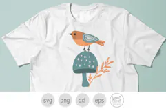 Fall Bird with Mushroom Svg and Png. Autumn Bird Clipart Product Image 7