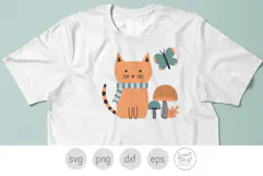 Fall Cat and Mushrooms Svg and Png. Autumn Kitten Clipart Product Image 7